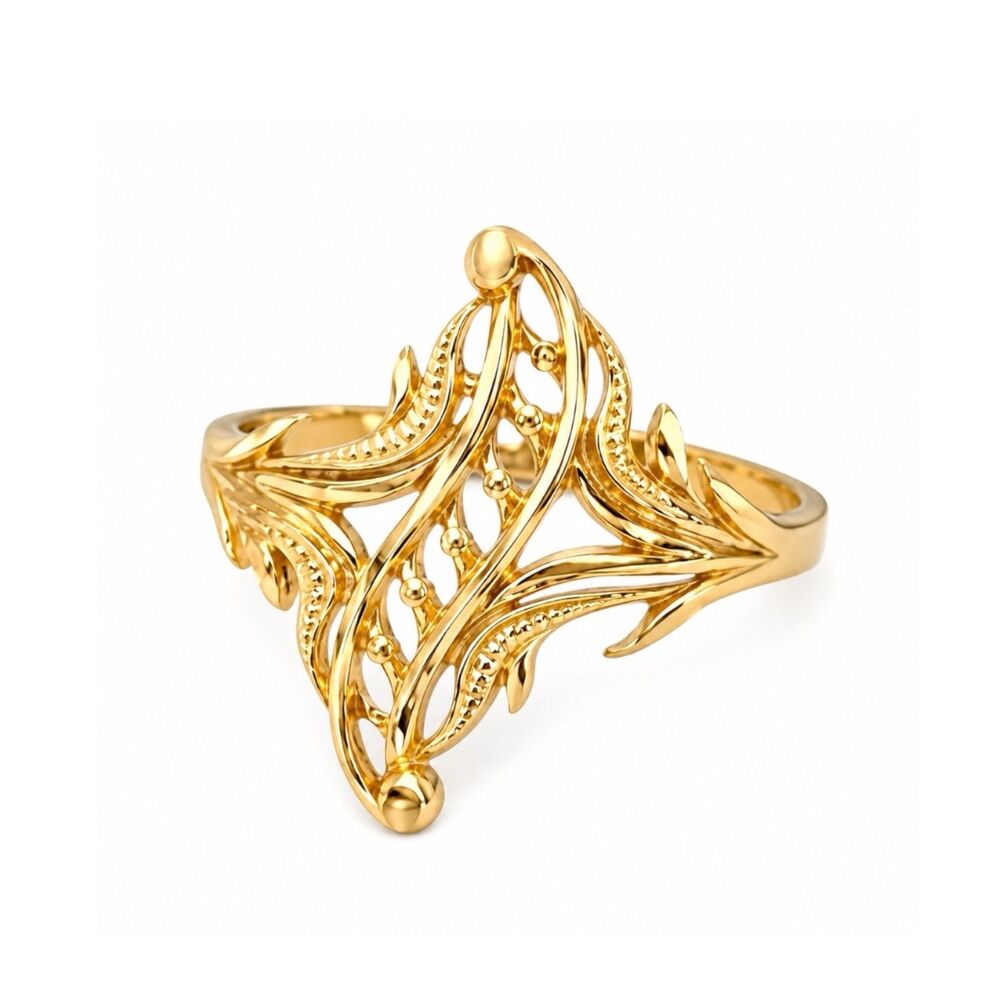 Vintage 1980s Ring Size 7 Castings On Parade Filigree Gold Plated - 14W
